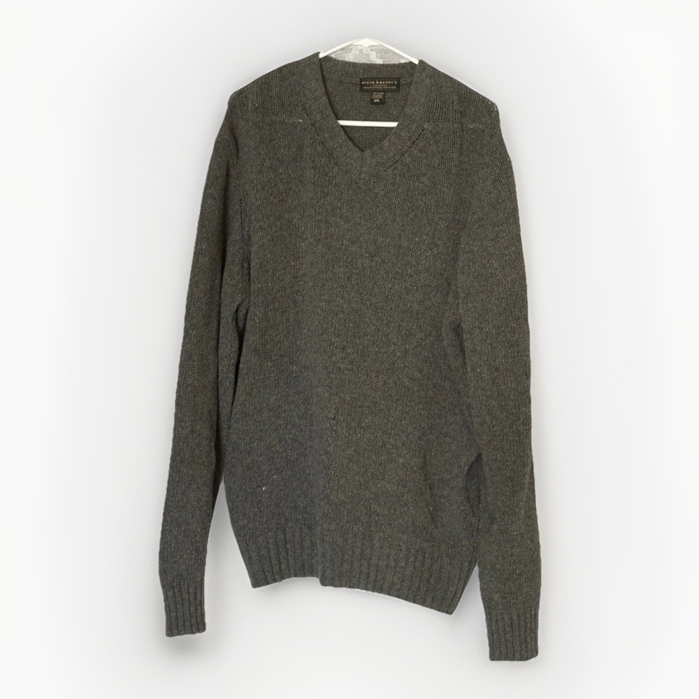 Steve & Barry's Wool V-Neck Sweater  XXL Classic Preppy‎ Academic Heritage Dad